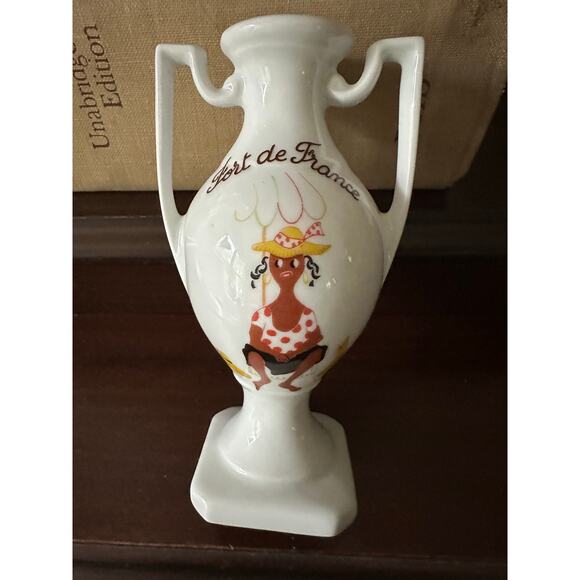 Fort de France hirondelle urn porcelain vase vintage unique 6” - Picture 11 of 13